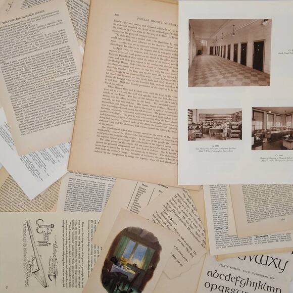 Very Vintage Book Pages, Old Book Page Bundle, Assorted Book Pages - Picture 4 of 10